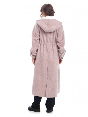 Женское текстильное пальто с капюшоном